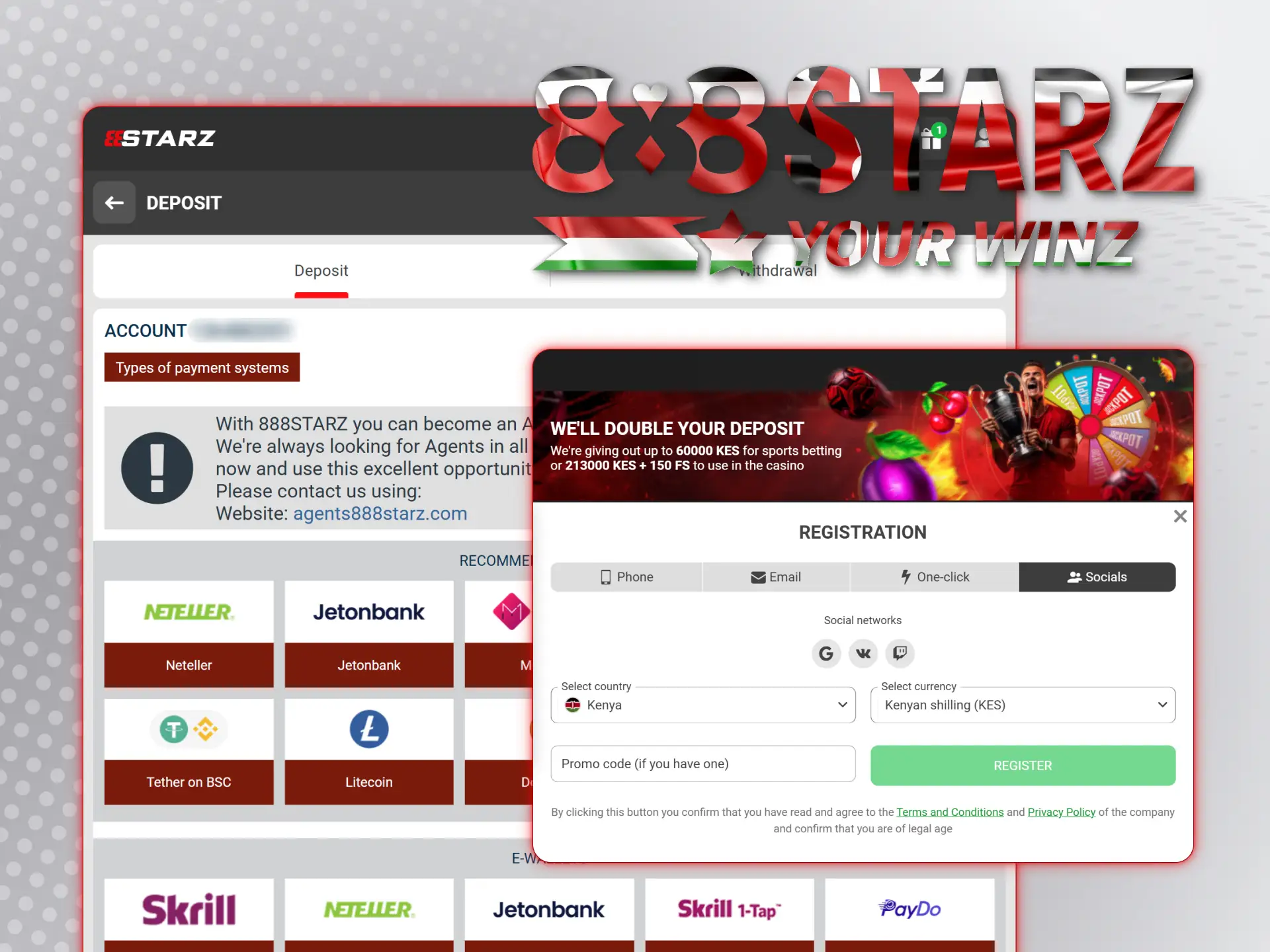 Use convenient and secure payment methods on 888starz Kenya.