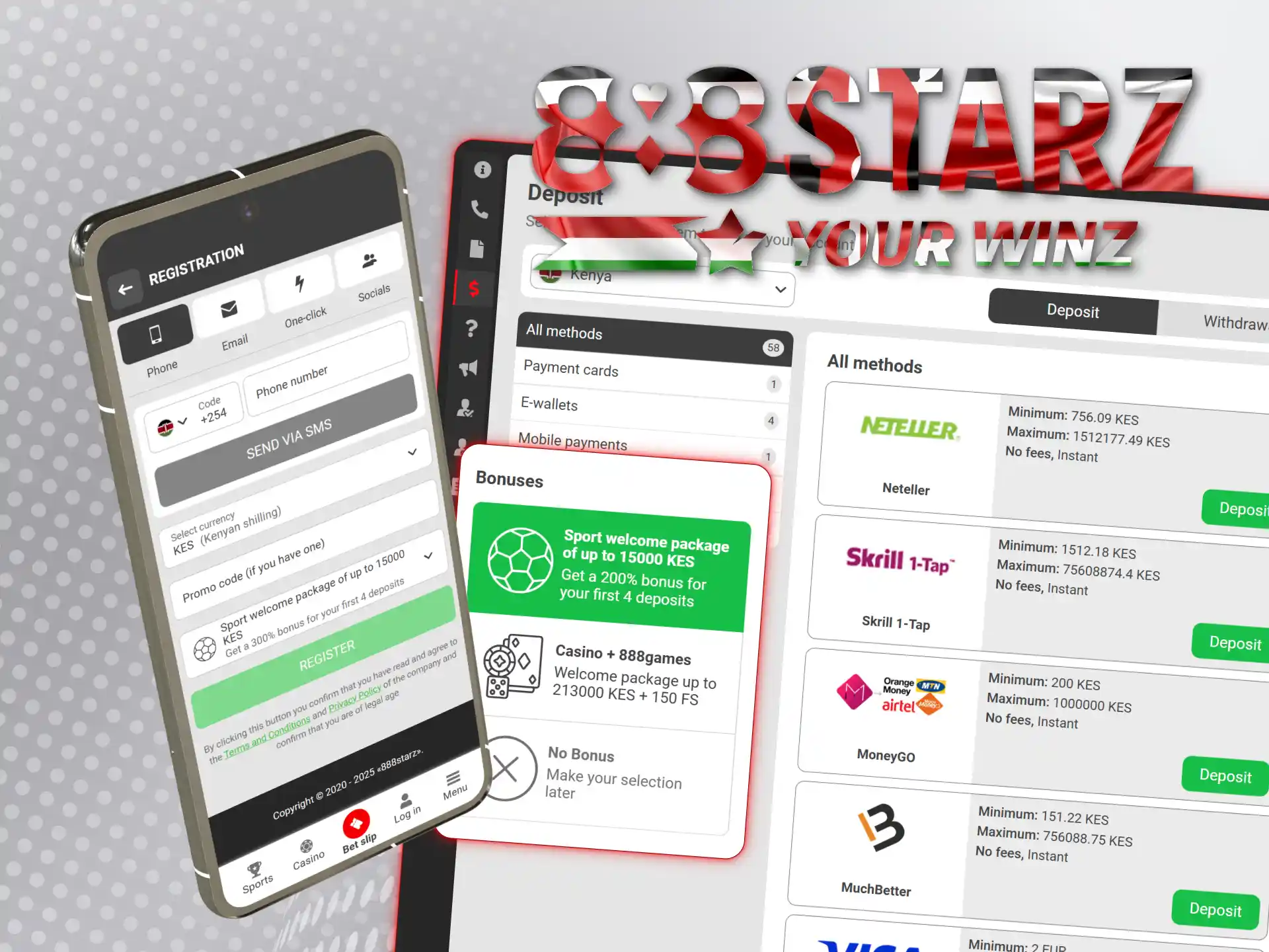 Get local payments and mobile compatibility on 888starz Kenya.