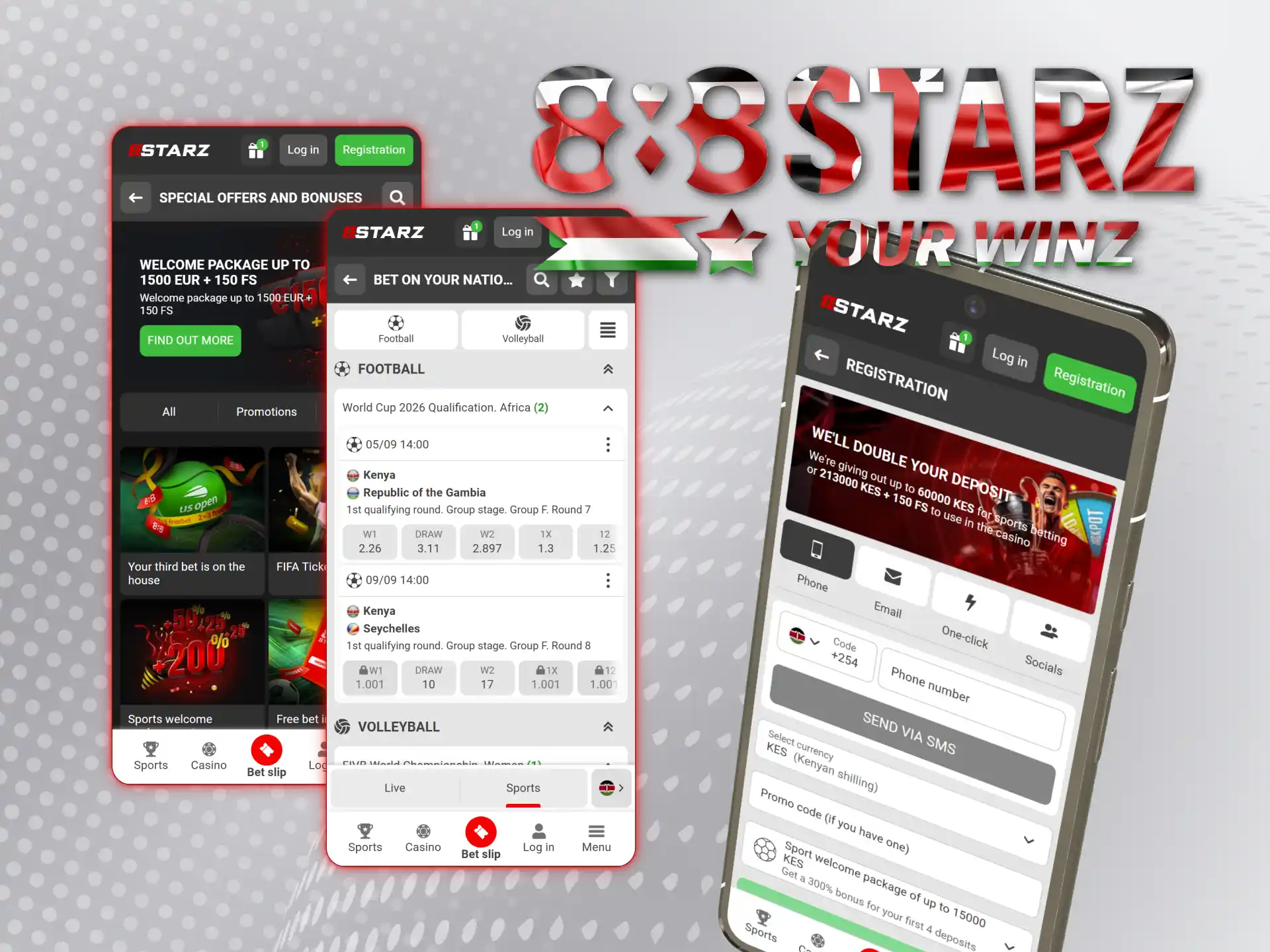 Register on 888starz to start betting and playing casino games.